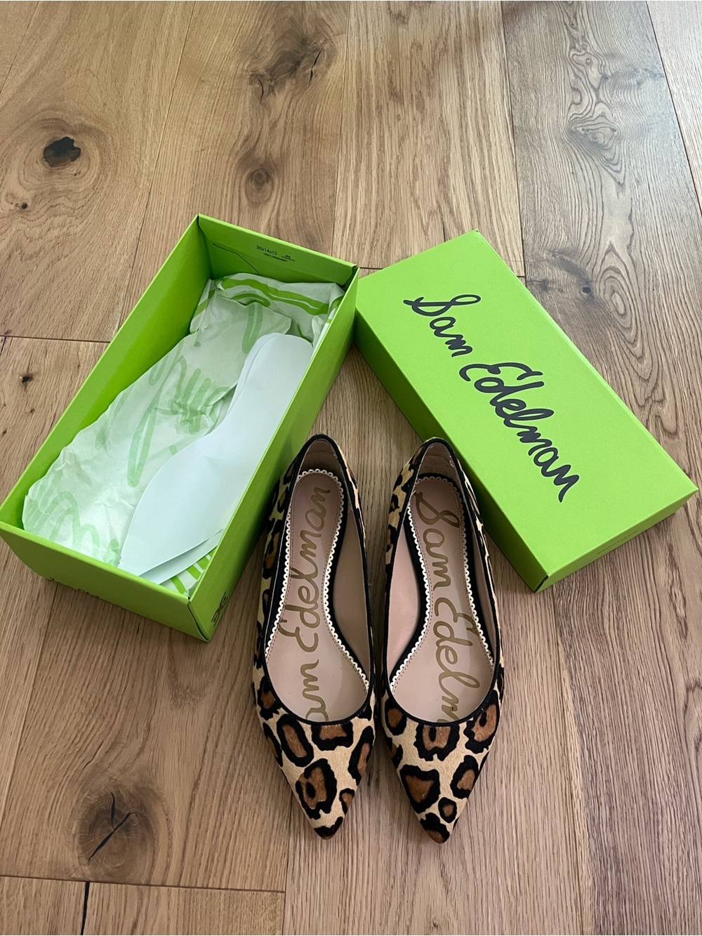 Sam Edelman Rae Leopard Print Pointed Toe Flats - Brown/Black